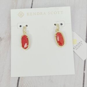 Kendra Scott Lee Gold Earrings Red Opal